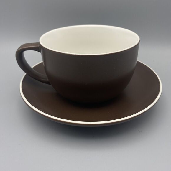 Starbucks 2008 Dark Brown Cup Saucer Set First Starbucks Store Pike Place Market - Picture 4 of 7